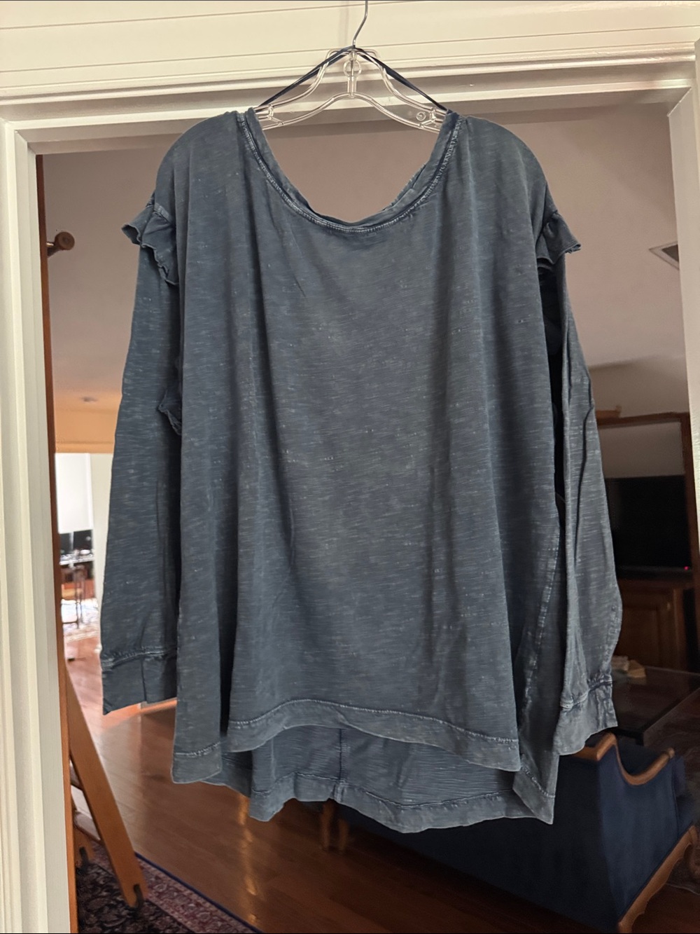 Anthropologie, Washed Slate Blue Long-Sleeve Tee